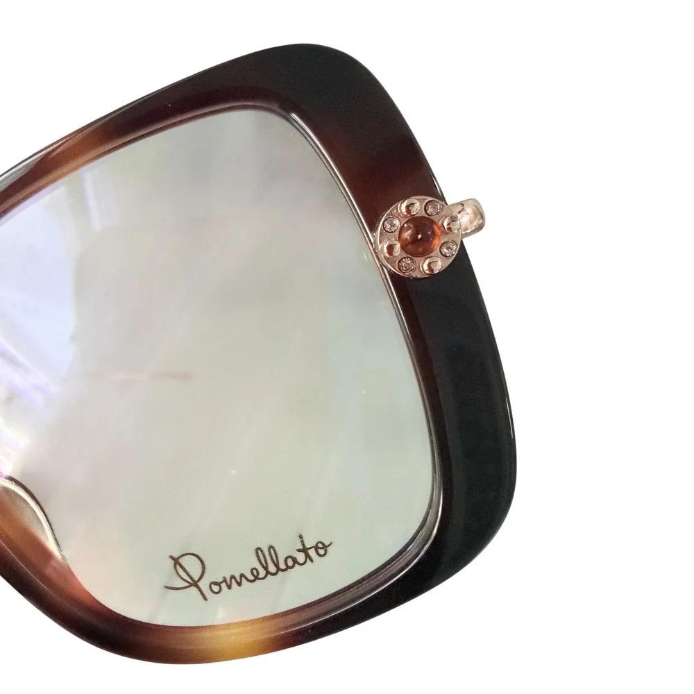 Pomellato Eyeglasses PM0098O-002 Havana Gold Tortoise Square Women Italy NEW